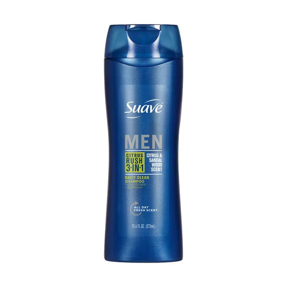Suave Men Citrus Rush 3-in-1 Shampoo Conditioner & Body Wash, Citrus & Sandalwood, 12.6 oz New York State Approved, Inmate Care package friendly