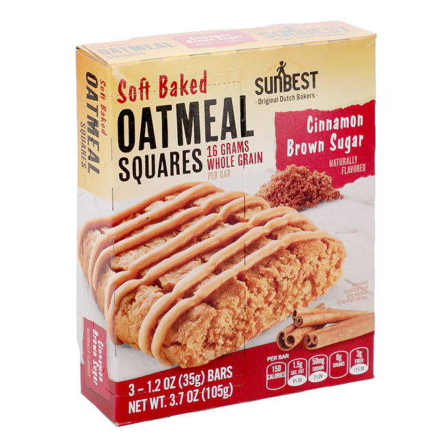 Sunbest Cinnamon Brown Sugar Oatmeal Square Bars, 3-pc