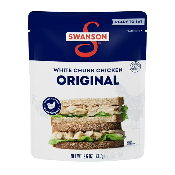 Swanson Original White Chunk Fully Cooked Chicken, 2.6 oz Pouch