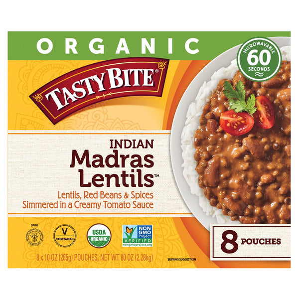 Tasty Bite Organic Madras Lentils 8 ct- 10.2 oz pouches