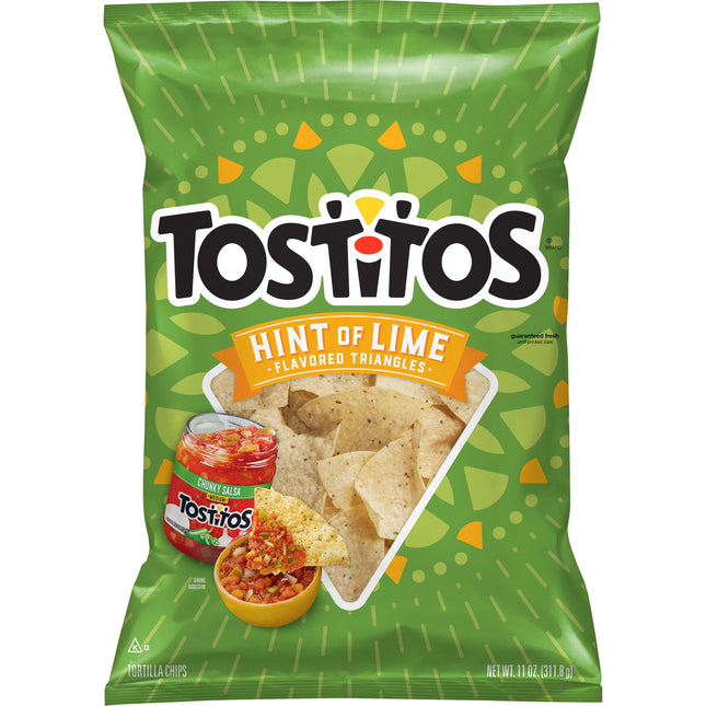 Tostitos Tortilla Chips, Hint of Lime, 11 Oz Bag, Snack Chips