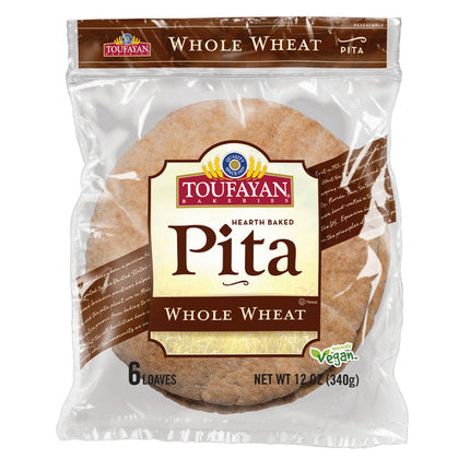 Toufayan Bakeries Whole Wheat, Pita Bread 6 CT 12 OZ