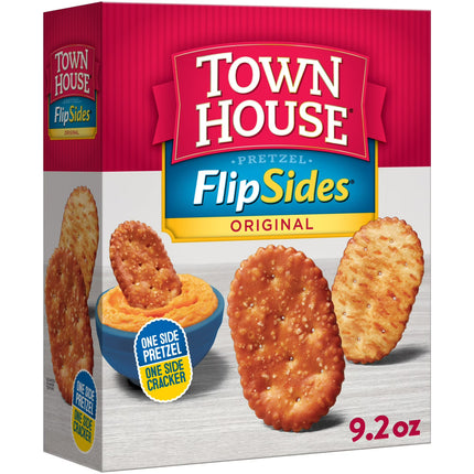 Town House Flipsides Original Oven Baked Crackers, Lunch Snacks, 9.2 Oz