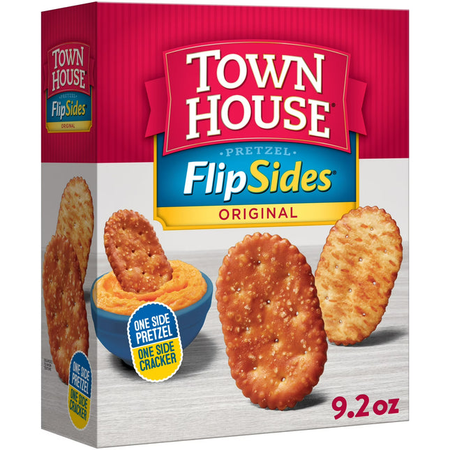 Town House Flipsides Original Oven Baked Crackers, Lunch Snacks, 9.2 Oz