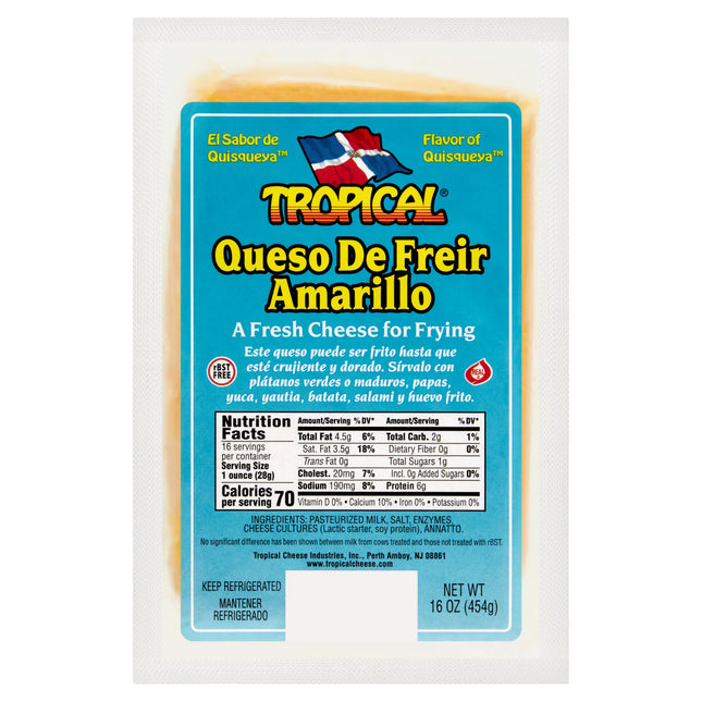 Tropical Yellow Fresh Cheese for Frying, 16 oz, Vacuum Packed