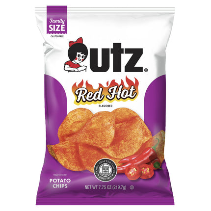 Utz Red Hot Potato Chips, Gluten-Free, Family Size, 7.75 Oz Bag