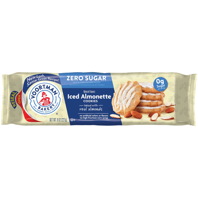 VOORTMAN Bakery Zero Sugar Iced Almonette Cookies 8 Oz