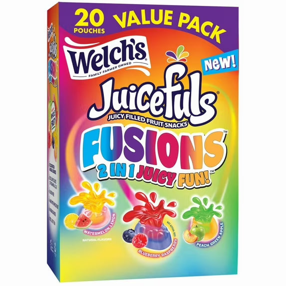 Welch'S Juicefuls Fusions Gluten-Free Assorted Flavors Soft Fruit Snacks  .8 Oz, 20 Count