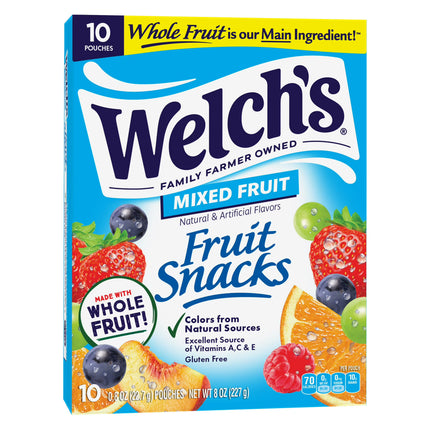 Welch's Fruit Snacks Gluten-Free Mixed Fruit Soft Fruit Snacks, .8 oz, 10 Count