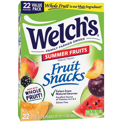 Welch's Fruit Snacks Gluten-Free Summer Fruits Soft Fruit Snacks, .8 oz, 22 Count