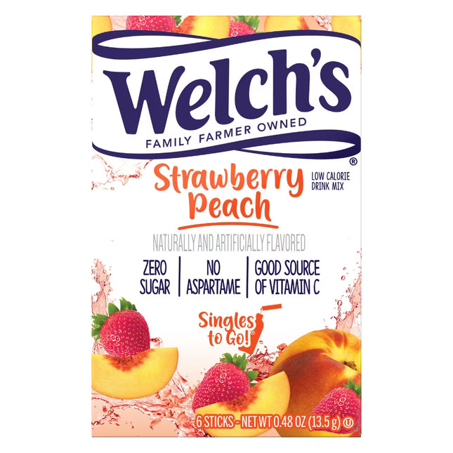 Welch's Strawberry Peach Zero Sugar Singles To Go, 6ct