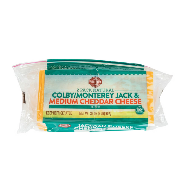 GOURMET Sliced Medium Cheddar and Colby Jack Cheese, 32 oz.