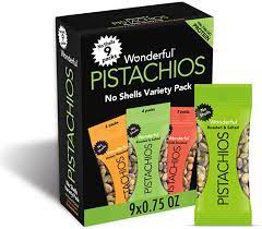 Wonderful Pistachios, No Shell Nuts, Variety Pack 0.75 Ounce Bags (Pack of 9)