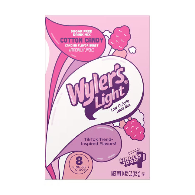 Wyler's Light Drink Sticks Watertok Cotton Candy, 8-ct. New York State Approved, Inmate Care package friendly