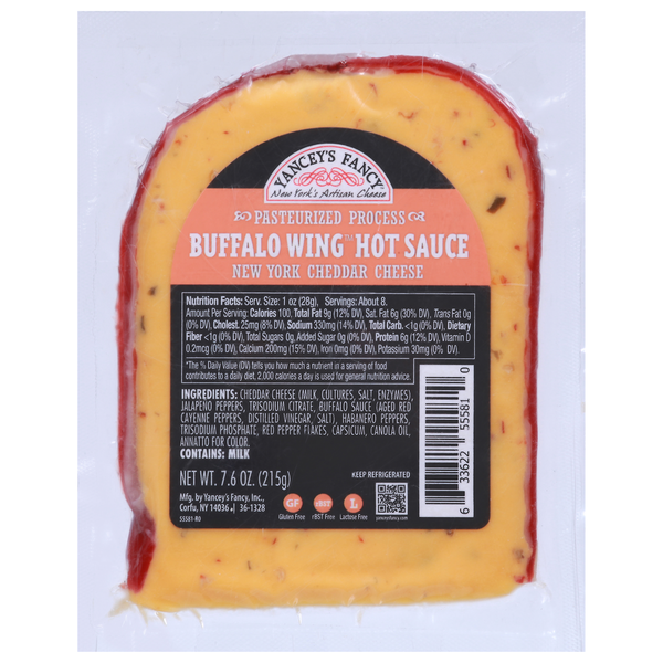 Yancey's Fancy Cheese, Buffalo Wing Hot Sauce, New York Cheddar 7.6 OZ