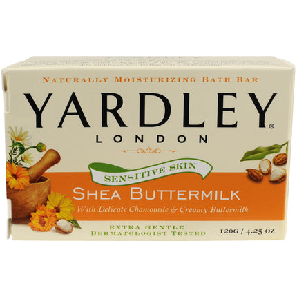 Yardley London Naturally Moisturizing Bath Bar, Shea Buttermilk 4 CT