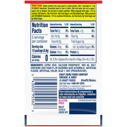Kool-Aid Unsweetened Cherry Powdered Soft Drink Mix, 0.13 Oz Packet, Powders