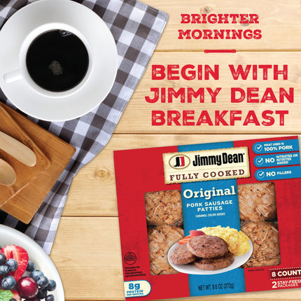 Jimmy Dean Fully Cooked Original Pork Sausage Patties, 9.6 Oz, 8 Count