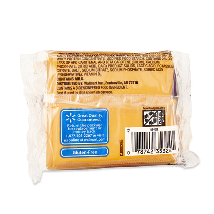Great Value Individually Plastic Wrapped Singles American Cheese Product, 12 Oz Package, 16 Slices