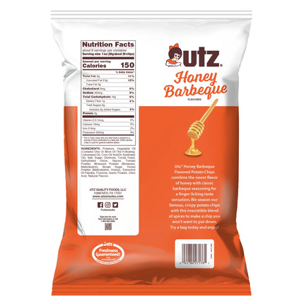 Utz Honey Barbeque Potato Chips, Gluten-Free, Family Size, 7.75 Oz Bag