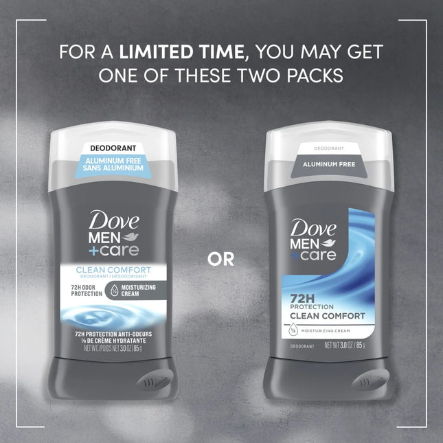 Dove Men+Care Deodorant Stick for Men Clean Comfort Aluminum Free with Moisturizing Cream, 3 Oz