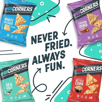 Popcorners Popped Corn Snack Chips, 3 Flavor Variety Pack, 15 Count Multipack