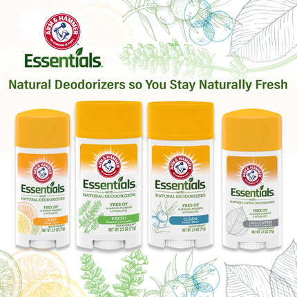 ARM & HAMMER Essentials Deodorant, Juniper Berry, Made with Natural Deodorizers, 2.5 Oz
