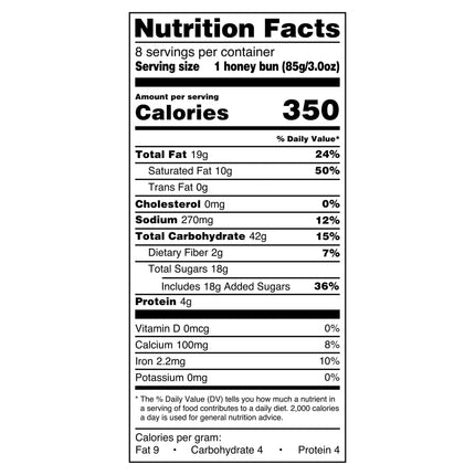 Great Value Big Glazed Honey Buns, 24 Oz, 8 Count