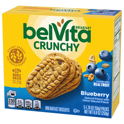 Belvita Breakfast Bars Biscuits, Blueberry, 5 Packs (4 Biscuits per Pack)