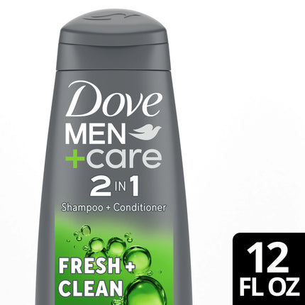 Dove Men+Care Fresh Clean 2-In-1 Shampoo and Conditioner with Caffeine and Menthol, 12 Fl Oz