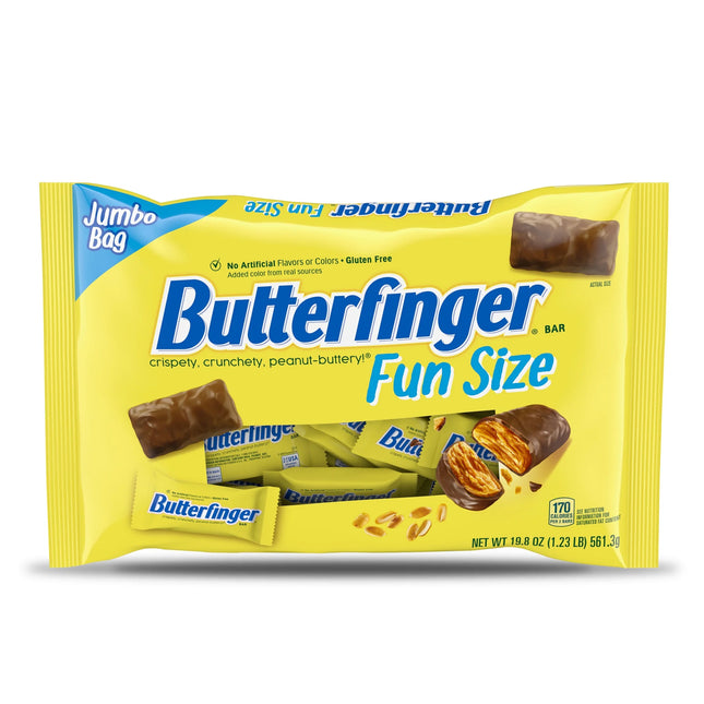 Butterfinger, Chocolatey, Peanut-Buttery, Individually Wrapped Fun Size Candy Bars, Jumbo Bag, 19.8 Oz