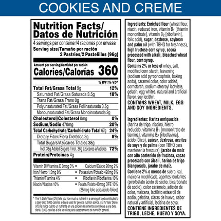 Pop-Tarts Frosted Cookies and Creme Toaster Pastries, Breakfast Foods, Shelf-Stable, 13.5 Oz (8 Count)