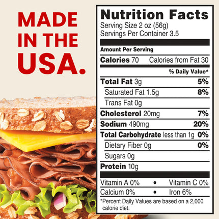 Hillshire Farm Ultra Thin Sliced Roast Beef Deli Lunch Meat, 7 Oz Plastic Tub