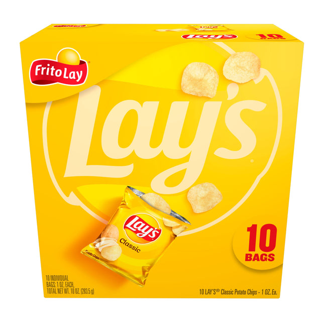Lay'S Classic Potato Snack Chips, 1 Oz Bags, 10 Count Multipack