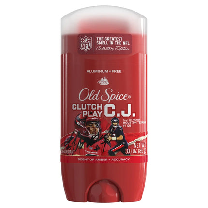 Old Spice Men'S Aluminum Free Deodorant, NFL Collection, Clutch Play CJ Stroud, Amber + Accuracy Scent, 3Oz