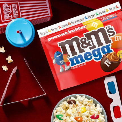 M&M'S Mega Peanut Butter Chocolate Candy, Sharing Size- 8.6 Oz Bag