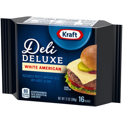 Kraft Deli Deluxe White American Cheese Slices, 16 Ct Pk, Refrigerated