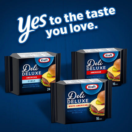 Kraft Deli Deluxe White American Cheese Slices, 16 Ct Pk, Refrigerated