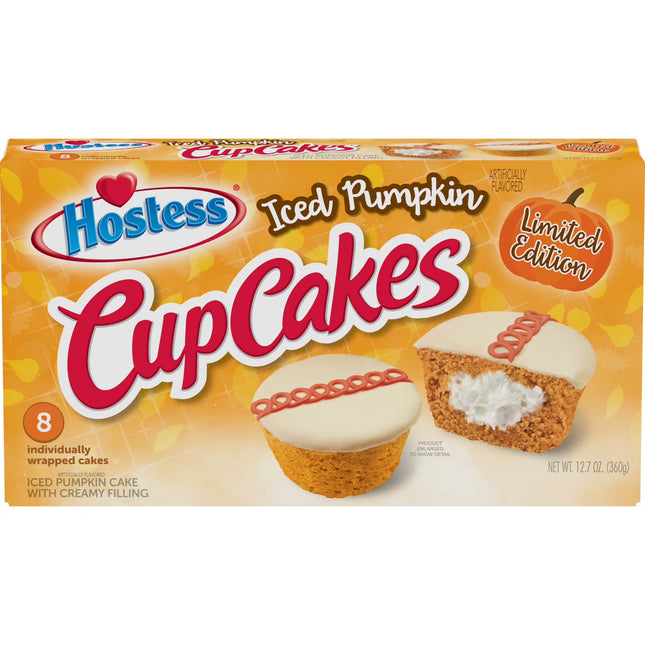 HOSTESS Iced Pumpkin Flavored Cupcakes, 8 Count, 12.7 Oz