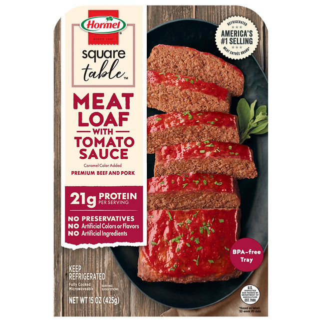 HORMEL SQUARE TABLE Meatloaf with Tomato Sauce Refrigerated Entrée, Refrigerated, 15 Oz Plastic Tray