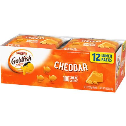 Goldfish Cheddar Cheese Crackers, Snack Packs, 1 Oz, 12 Count Multi-Pack Tray