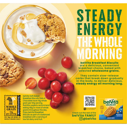 Belvita Soft Baked Breakfast Bars, Oats & Chocolate, 5 Packs (1 Biscuit per Pack)