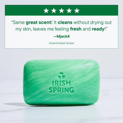 Irish Spring Original Deodorant Bar Soap for Men, with Flaxseed Oil, 3.7 Oz Bar (8 Pack)