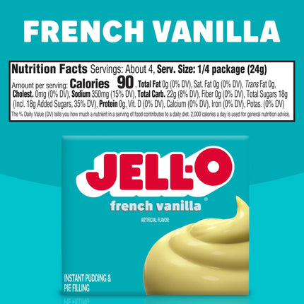 Jell-O French Vanilla Instant Pudding & Pie Filling Mix, 3.4 Oz Box