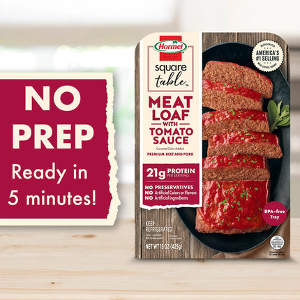 HORMEL SQUARE TABLE Meatloaf with Tomato Sauce Refrigerated Entrée, Refrigerated, 15 Oz Plastic Tray