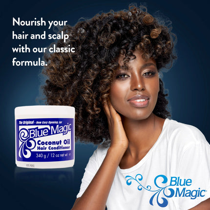 Blue Magic Coconut Oil Conditioner, 12 Oz., Dry Hair Type, Repair Split Ends, Moisturizing, Jar