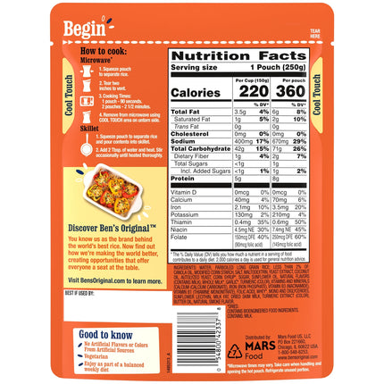 BEN'S ORIGINAL Ready Rice Butter and Garlic Flavored Rice, Easy Dinner Side, 8.8 OZ Pouch