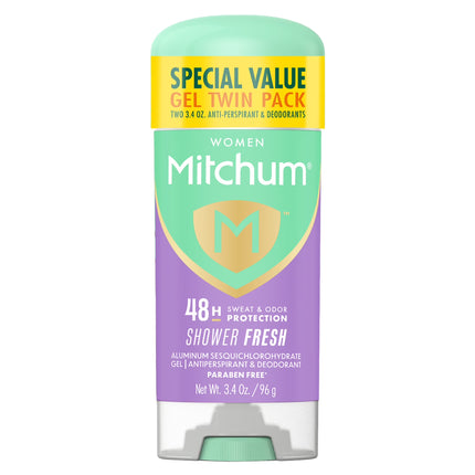 Mitchum Women’S Triple Odor Protection Antiperspirant & Deodorant Gel, Shower Fresh, 2 Pack
