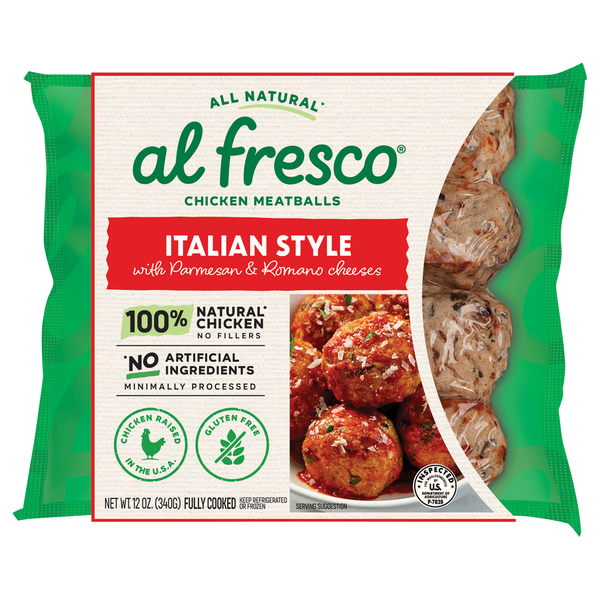 al fresco Chicken Meatballs, Italian Style with Parmesan & Romano Cheeses