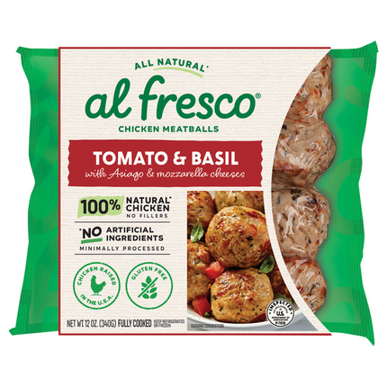al fresco Chicken Meatballs, Tomato & Basil, All Natural 12 oz